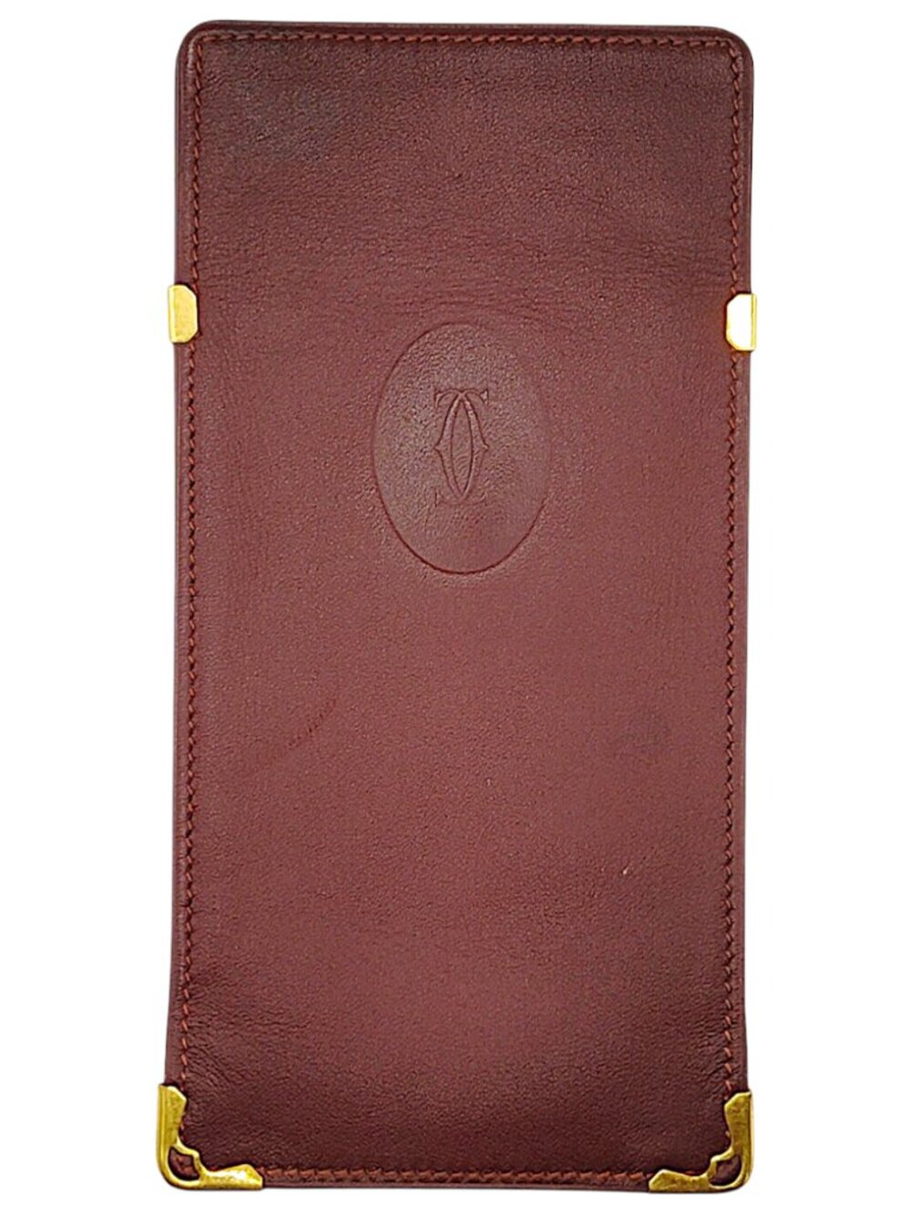 Cartier Must de Cartier Bordeaux Ox-Blood Leather Sunglass Eyeglass Case Pouch